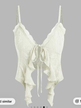 Cider Cream Lace Ruffle V-Neck Crop Top
